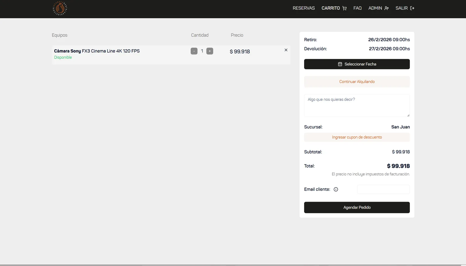 Guanaco Rental home page